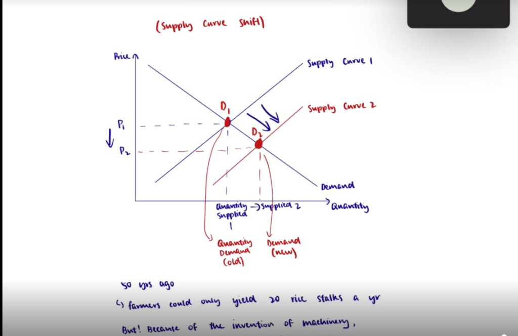 Online economics tutoring with supply and demand diagram